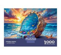 Puzzles for Adults 1000 Puzzles Ocean Shell Beach Sunset Puzzles for Adults Relaxing Games Precision Cutting Deal As Gifts for The Whole Family 38x26cm/1000pcs
