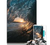 Puzzles for Adults 1000 Puzzles Ocean Wave at Sunset Unique Challenge Game But Fun And Humorous Birthday Gift (size 38x26cm)