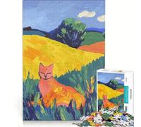 Puzzles for Adults 1000 Puzzles Orange Cat in A Field Fun Games Train Your Brain And Hands Enhance Love between Couples 38x52cm