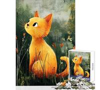 Puzzles for Adults 1000 Puzzles Orange Cat in Grass Home Decoration Toys Gifts Ideas Hands-on Game Artists Collection, Fine Art size 38x26cm