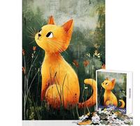 Puzzles for Adults 1000 Puzzles Orange Cat in Grass Home Decoration Toys Gifts Ideas Hands-on Game Artists Collection, Fine Art size 50x75cm