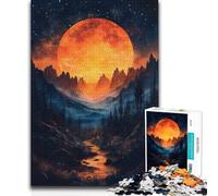 Puzzles for Adults 1000 Puzzles Orange Moon Landscape Difficult Hard Family Game for And 14 Years And over (size 50x75cm)