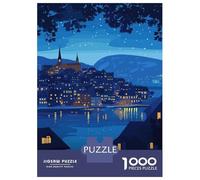 Puzzles for Adults 1000 Puzzles Oslo, Norway Night Cityscape Illustration Puzzles for Adults Relaxing Games Precision Cutting Deal As Gifts for The Whole Family 70x50cm/1000pcs