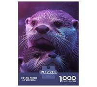 Puzzles for Adults 1000 Puzzles Otter Duo in Purple Light Puzzles for Adults Relax Games Staycation Kill Time for Birthday, Chrismas 38x26cm/1000pcs