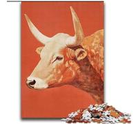 Puzzles for Adults 1000 Puzzles Ox Portrait on Red Background Educational Family Game Family Activities Anti-Stress Toys (size 38x52cm)