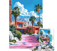 Puzzles for Adults 1000 Puzzles Palm Springs Mid-Century Modern Home Educational Challenge Wall Art Practical Game for 14+ Puzzle Game Offered (38x52cm)