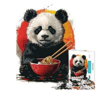 Puzzles for Adults 1000 Puzzles Panda Eating Ramen Fun Activities at Home Hand Speed Race Educational Toy for 14+ Puzzle Game Offered (50x75cm)