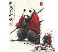 Puzzles for Adults 1000 Puzzles Panda Samurai Ink Art Educational Toy Gifts for Women Men Relaxing Games Help The Brain Exercise Size 38x52cm