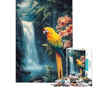 Puzzles for Adults 1000 Puzzles Parrot in Tropical Waterfall Paradise Fun Activities at Home For Family Fun Hands-on Game for And 14 Years And over (38x52cm)