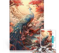 Puzzles for Adults 1000 Puzzles Peacock on the branch Made of cardboard for 14+ Beautiful design gameBeautiful design game A work of art。size：26x38cm/10.24x14.96inch