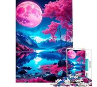 Puzzles for Adults 1000 Puzzles Pink Moon Fun at Home Activities, Enhance Memory Hands-on Game for And 14 Years And over (38x26cm)