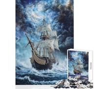 Puzzles for Adults 1000 Puzzles Pirates through The Storm Anti-Stress Toys Great Gift for Games Hands-on Game Help The Brain Exercise Size 38x52cm