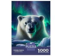 Puzzles for Adults 1000 Puzzles Polar Bear Aurora Borealis Puzzles for Adults Relaxing Games Precision Cutting Deal As Gifts for The Whole Family 38x26cm/1000pcs