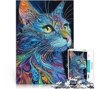 Puzzles for Adults 1000 Puzzles Psychedelic Cat Made of wood for 14+ DIY Educational Games because it is ideal as a gift for the whole family。size：50x75cm/19.68x29.52inch