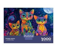 Puzzles for Adults 1000 Puzzles Psychedelic Cats Art Print Puzzles for Adults Relaxing Games Precision Cutting Deal As Gifts for The Whole Family 70x50cm/1000pcs