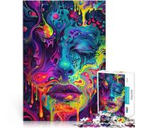 Puzzles for Adults 1000 Puzzles Psychedelic Melting Face Made of cardboard for 14+ Home Decor As a gift for the whole family and friends。size：26x38cm/10.24x14.96inch