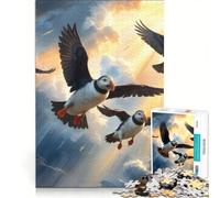 Puzzles for Adults 1000 Puzzles Puffins Flying through The Sky Anti-Stress Toys Precision Cutting Deal As Gifts for The Whole Family 50x75cm