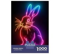 Puzzles for Adults 1000 Puzzles Rabbit Neon Animal Puzzles for Adults Relax Games Staycation Kill Time for Birthday, Chrismas 70x50cm/1000pcs