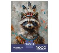 Puzzles for Adults 1000 Puzzles Raccoon Indian Historic Puzzles for Adults Family Game Pattern Assembly Unique Birthday And Gifts 70x50cm/1000pcs