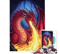 Puzzles for Adults 1000 Puzzles Red Dragon Breathing Fire in Cave Jigsaws for Adults DIY Toys Difficult Challenge Deal As Gifts for The Whole Family (Size 38x26cm)