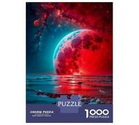 Puzzles for Adults 1000 Puzzles Red Moon And The Sea Puzzle for Adults Relax Games Analysis And Logic Deal As Gifts for The Whole Family 52x38cm/1000pcs