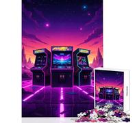 Puzzles for Adults 1000 Puzzles Retro Arcade Machines in Neon Landscape Puzzle For Teenagers Hand Speed Race Parent-child Interaction Addictive Toys to Cultivate Patience (38x52cm)