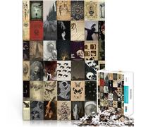Puzzles for Adults 1000 Puzzles retro dark collage Made of cardboard for 14+ learning educational game Improving love between couples。size：26x38cm/10.24x14.96inch