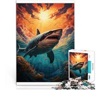 Puzzles for Adults 1000 Puzzles Retro Whisper Shark Made of cardboard for 14+ Hands-on Game gifts for friends and family。size：26x38cm/10.24x14.96inch
