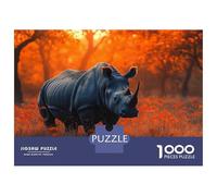 Puzzles for Adults 1000 Puzzles Rhinoceros in Autumnal Landscape Puzzles for Adults Relax Games Precision Cutting Unique Birthday And Gifts 38x26cm/1000pcs