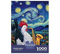 Puzzles for Adults 1000 Puzzles Rooster Plays Saxophone Puzzles for Adults Family Game Pattern Assembly Unique Birthday And Gifts 38x26cm/1000pcs