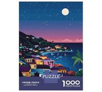 Puzzles for Adults 1000 Puzzles Roseau Dominica Nightscape Art Print Puzzles for Adults Family Game Pattern Assembly Unique Birthday And Gifts 70x50cm/1000pcs
