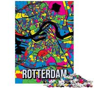 Puzzles for Adults 1000 Puzzles Rotterdam City Map Pop Art Adult Jigsaw Puzzles Improve Memory Help The Brain Exercise for Is Ideal As A Gifts (38x26cm/1000pcs)