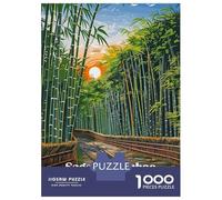 Puzzles for Adults 1000 Puzzles Sagano Bamboo Forest Japan Illustration Puzzles for Adults Relax Games Precision Cutting Unique Birthday And Gifts 52x38cm/1000pcs