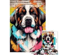 Puzzles for Adults 1000 Puzzles Saint Bernard Dog Graffiti Fun at Home Activities, Enhance Memory Hands-on Game for And 14 Years And over (50x75cm)