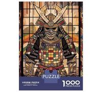 Puzzles for Adults 1000 Puzzles Samurai Warrior Stained Glass Art Puzzles for Adults Family Game Pattern Assembly Unique Birthday And Gifts 38x26cm/1000pcs