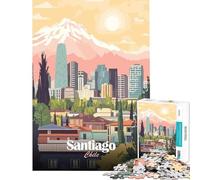 Puzzles for Adults 1000 Puzzles Santiago Chile Cityscape Illustration Fun Games for Educational Game Challenge Toy Great Gifts And Toys Wall Art (Size 38x26cm)
