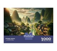 Puzzles for Adults 1000 Puzzles Scenic Chinese Village with Bamboo Houses Puzzles for Adults Relaxing Games Precision Cutting Deal As Gifts for The Whole Family 70x50cm/1000pcs