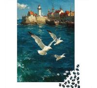 Puzzles for Adults 1000 Puzzles Seagulls Over Ocean Painting Adult Puzzles Family Game Wall Decoration Deal As Gifts for The Whole Family 52x38cm/1000pcs