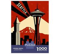 Puzzles for Adults 1000 Puzzles Seattle Vintage Travel Puzzles for Adults Family Game Pattern Assembly Unique Birthday And Gifts 38x26cm/1000pcs