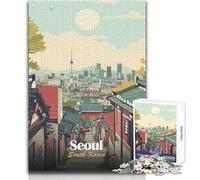 Puzzles for Adults 1000 Puzzles Seoul Cityscape Illustration Educational Games Staycation Kill Time Birthday Gifts Size 38x26cm