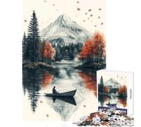 Puzzles for Adults 1000 Puzzles Serene Lake Scene with Mountain And Boat Anti-Stress Toys Great Gift for Games Hands-on Game Help The Brain Exercise Size 38x26cm