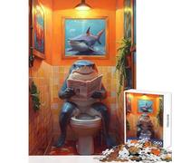 Puzzles for Adults 1000 Puzzles Shark Reading Newspaper on Toilet Anti-Stress Toys Great Gift for Games Hands-on Game Help The Brain Exercise Size 50x75cm