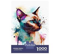 Puzzles for Adults 1000 Puzzles Siamese Watercolor Cat Jigsaw for Adults Hands-on Game For Family Fun Unique Birthday And Gifts 38x26cm/1000pcs
