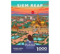 Puzzles for Adults 1000 Puzzles Siem Reap Cambodia Travel Jigsaws for Adults Relaxing Games Perfect Decoration Help The Brain Exercise 52x38cm/1000pcs