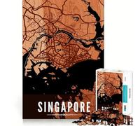 Puzzles for Adults 1000 Puzzles Singapore Map Wood Style Exact Fit Game Brain Teaser Gift Calm Fun Time Xmas Art Gift (38x52cm)