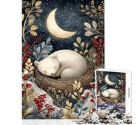 Puzzles for Adults 1000 Puzzles Sleeping Bear Cub Under Crescent Moon Family Games for The Whole Family Anti-Stress Toys Difficult And Challenge (50x75cm)
