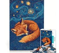 Puzzles for Adults 1000 Puzzles Sleeping Fox Under Starry Night Sky Anti-Stress Toys Precision Cutting Deal As Gifts for The Whole Family 38x52cm