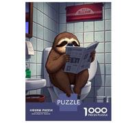 Puzzles for Adults 1000 Puzzles Sloth Reading on Toilet Puzzles for Adults Relaxing Games Precision Cutting Deal As Gifts for The Whole Family 70x50cm/1000pcs