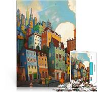 Puzzles for Adults 1000 Puzzles small town Made of cardboard for 14+ Hands-on Game gifts for friends and family。size：38x52cm/14.96x20.47inch