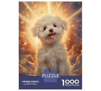 Puzzles for Adults 1000 Puzzles Smiling Bichon Frise in Heaven Adult Puzzles Family Game Wall Decoration Deal As Gifts for The Whole Family 38x26cm/1000pcs